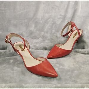 Louise et Cie Lo-Esperance Red Leather Ankle Strap Heels Size 8M